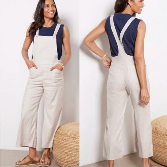 Evereve Beth Wide Leg Overall Barely Beige Size 28 - Picture 1 of 1